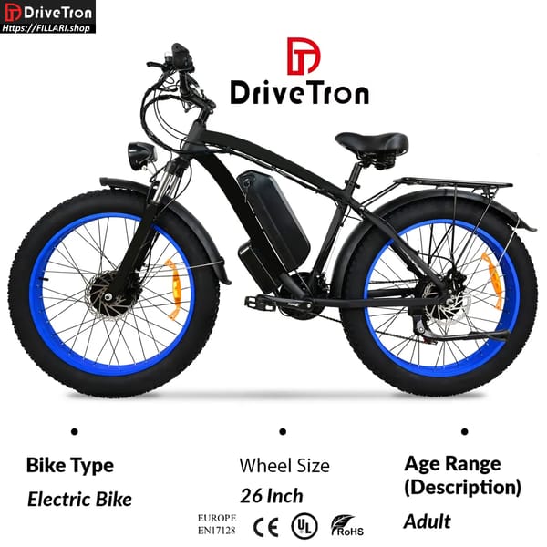 DriveTron DP-2602 Electric Bike Dual motor 2 X 1000W 48V 20Ah Lithium  26"4.0 Fat tires