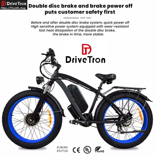 DriveTron DP-2602 Electric Bike Dual motor 2 X 1000W 48V 20Ah Lithium  26"4.0 Fat tires