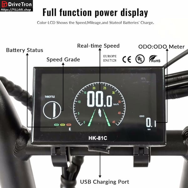 DriveTron DP-2033 Electric Bike Dual motor 2 X 1000W 48V 30Ah (2x15Ah) Lithium 20"4.0 Fat tires Trade Sutinen EU