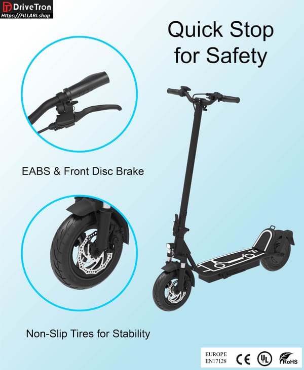 DriveTron DT01 Electric scooter 36V 13Ah 400W (800W peak) Range 40Km 10" solid wheels Trade Sutinen EU