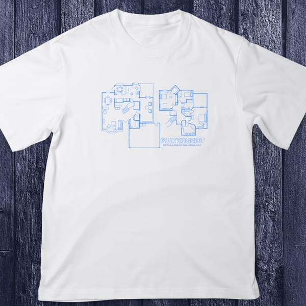 Poltergeist film T shirt, Horror house floorplan