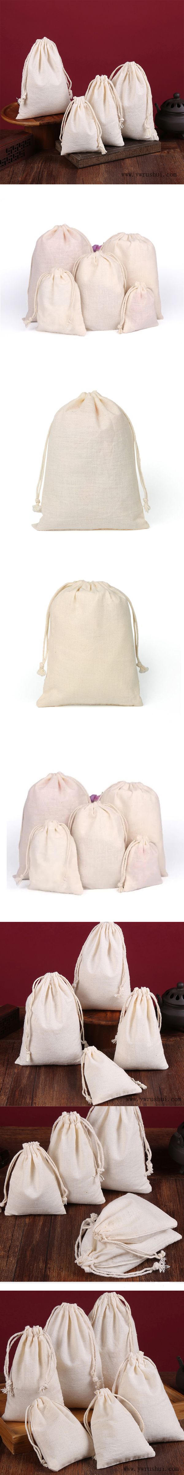 9 Sizes 100% Natural Cotton Bag with Drawstring Cotton Drawstring Pouch Different Size Cotton Muslin Drawstring Bags for Wholesale