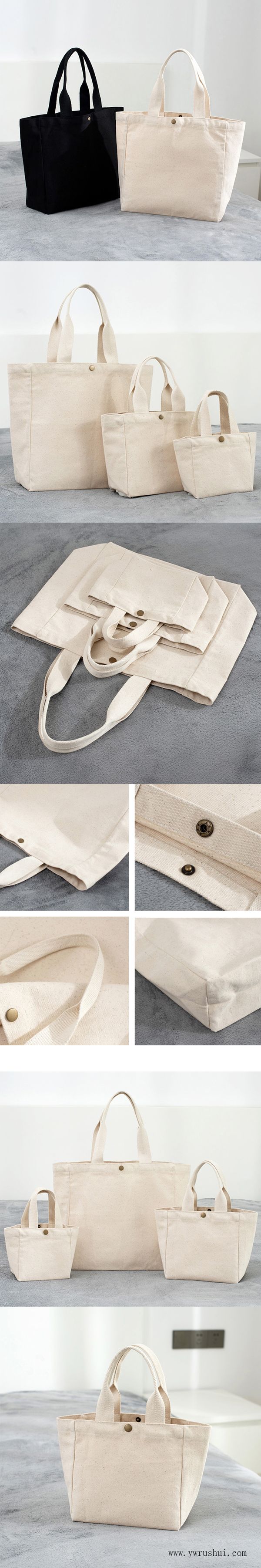 Three Size Heavy Duty 16oz Canvas Tote Handbag with Button Closure & Webbing Handle Three Size Heavy Duty 16oz Canvas Tote Handbag with Button Closure & Webbing Handle