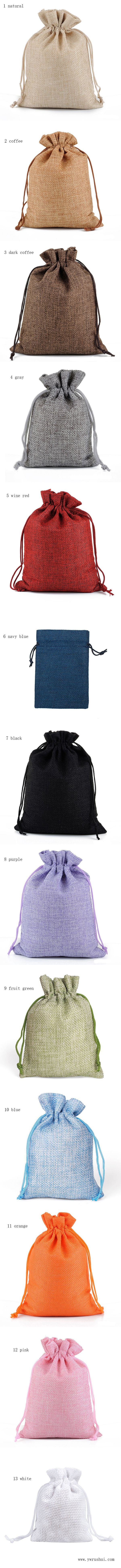 7 Size in Stock Burlap Gift Bags with Drawstring Recyclable Linen Sacks Jewelry Bag Jute Bags Linen Jewelry Pouches for Wholesale