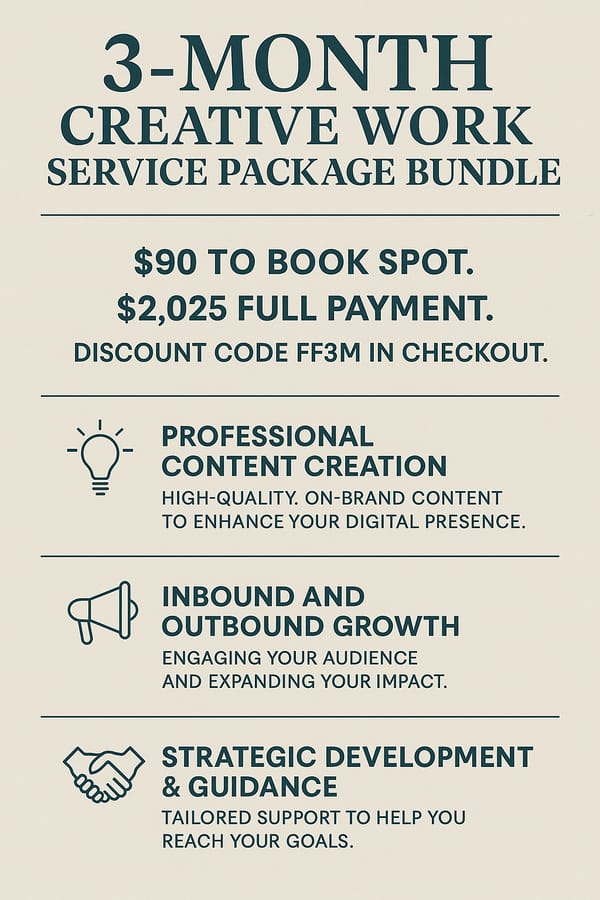 3-Month Creative Work Service Package Bundle Da Fatal Family Records 3-Month Creative Work Service Package Bundle Da Fatal Family Records