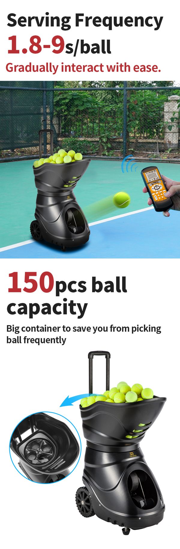 SIBOASI tennis ball machine