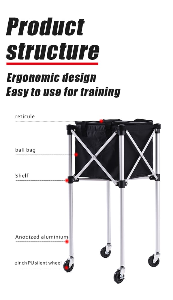 SIBOASI Tennis Ball Hopper Cart S708