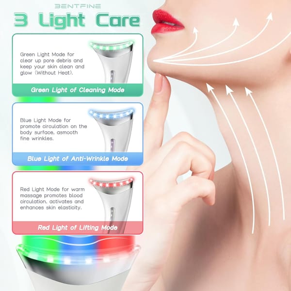 3 led light care face lift massager