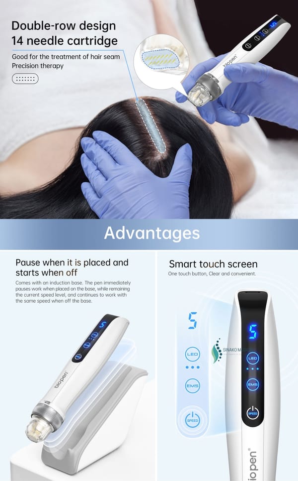 Hair growth ems microneedle device