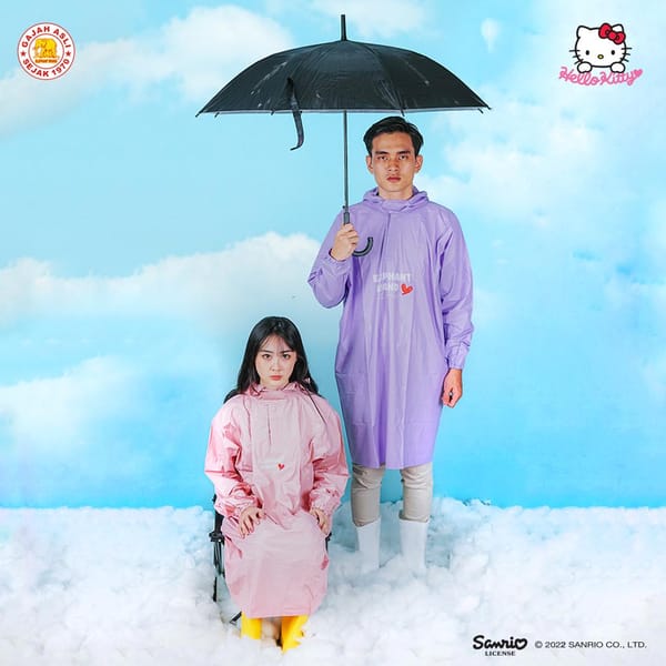 Grosir jas hujan terusan raincoat dewasa elephant brand hello kitty