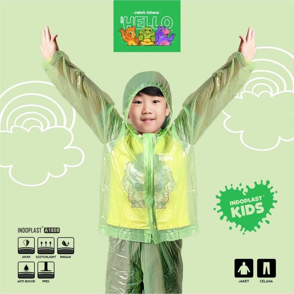 Grosir jas hujan setelan anak Indoplast Hello