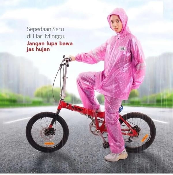 Grosir jas hujan setelan Spin Elite polkadot