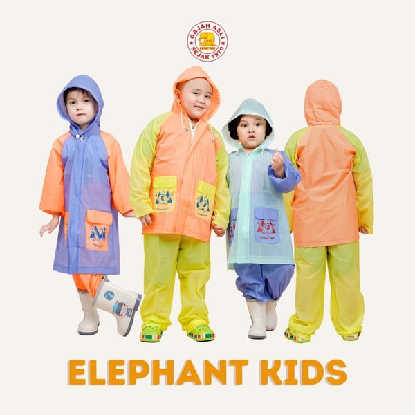 Grosir jas hujan setelan elephant kids