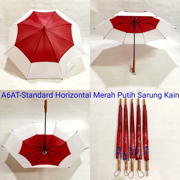 Grosir payung promosi standard polos kombinasi merah lis putih