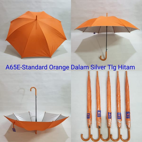 Payung promosi polos tongkat standard orange silver