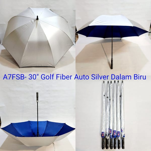 Payung promosi polos golf silver biru Sakura