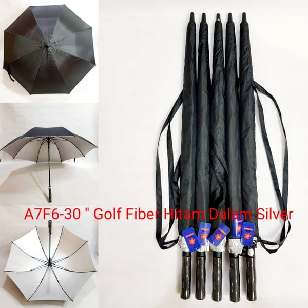 Payung promosi polos golf jumbo hitam silver
