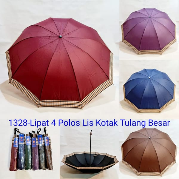 Jual payung promosi polos lis kotak lipat 3 Sakura 10 jari