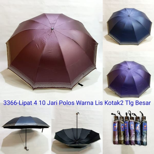 Payung promosi polos lis kotak lipat 3 Sakura 10 jari lapis hitam