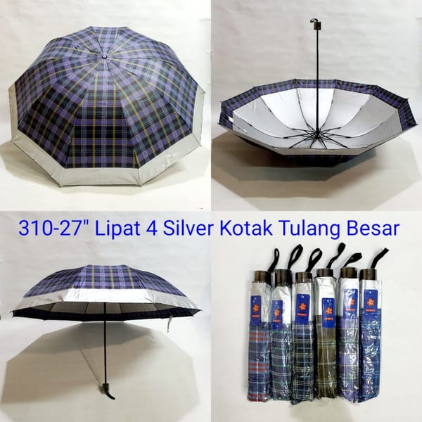 Payung promosi lipat 3 super jumbo kotak lis silver