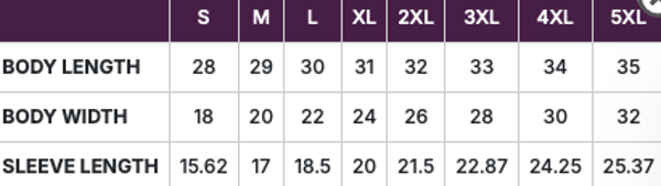 Adult Size Chart Adult Size Chart