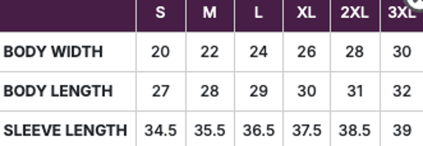 Sweatshirt Size Chart Sweatshirt Size Chart