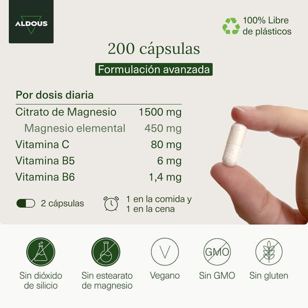 Citrato de magnésio de 1500 mg - 200 cápsulas, magnésio puro 450 mg + vitamina C, B6, B5 Dose diária, magnésio alta biodisponibilidade, vitaminas para o cansaço e fadiga Citrato de magnésio de 1500 mg - 200 cápsulas, magnésio puro 450 mg + vitamina C, B6, B5 Dose diária, magnésio alta biodisponibilidade, vitaminas para o cansaço e fadiga