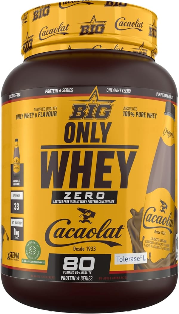 BIG Only Whey Zero Cacaolat - Whey Protein - Proteína em pó para construção e recuperação muscular - Matéria-prima premium - Proteína de soro de leite sem lactose, sem açúcar e sem grumos (1 kg, BigCrac)