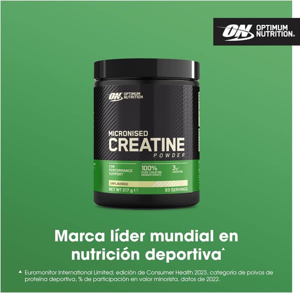 Creatina Micronizada Optimum Nutrition - Creatina micronizada em pó, sem sabor, 317 g, 93 serviços