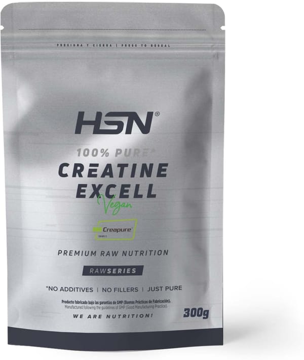 Creatina Excell 100% Pura HSN - em pó sem sabor 300 g | 100% monohidrato de creatina microfibra, não inclui doseador, sem adição e livre de poluentes, não-OGM Vegan, sem glúten Creatina Excell 100% Pura HSN - em pó sem sabor 300 g | 100% monohidrato de creatina microfibra, não inclui doseador, sem adição e livre de poluentes, não-OGM Vegan, sem glúten