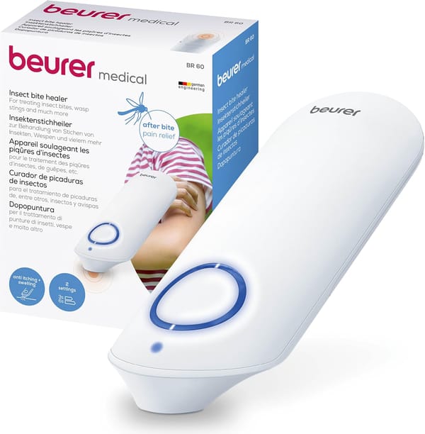 Curador de picadas de insetos Beurer BR 60 - Beurer BR 60 Dispositivo para o tratamento de mordidas e picadas de insetos, alivia a coceira e o inchaço sem produtos químicos, pequeno e gerenciável