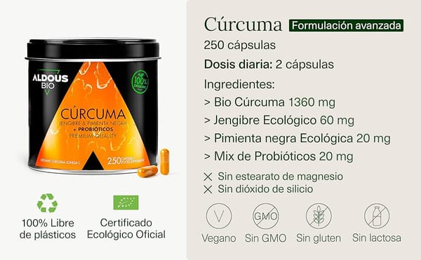 Cúrcuma com Probióticos - 250 Cápsulas PROBIÓTICOS + BIO Cúrcuma com Gengibre e Pimenta-do-Reino - 1460mg - com Curcumina e Piperina - Anti-inflamatório Natural - Fórmula Avançada - Certificação Orgânica