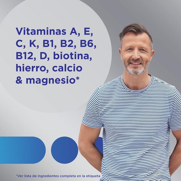 Multicentrum Homem 50 complementos alimentares multivitamínicos e multimineral para homens 50 +, com magnésio e vitamina C, sem glúten, 90 comprimidos