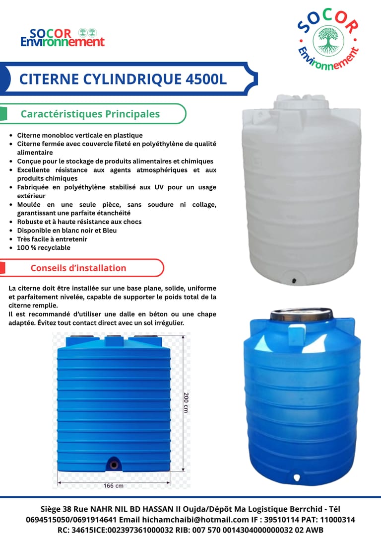 la fiche technique 4500L Verticale