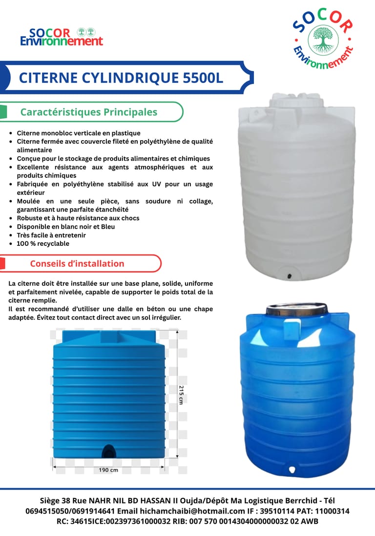 la fiche technique 5500L Verticale