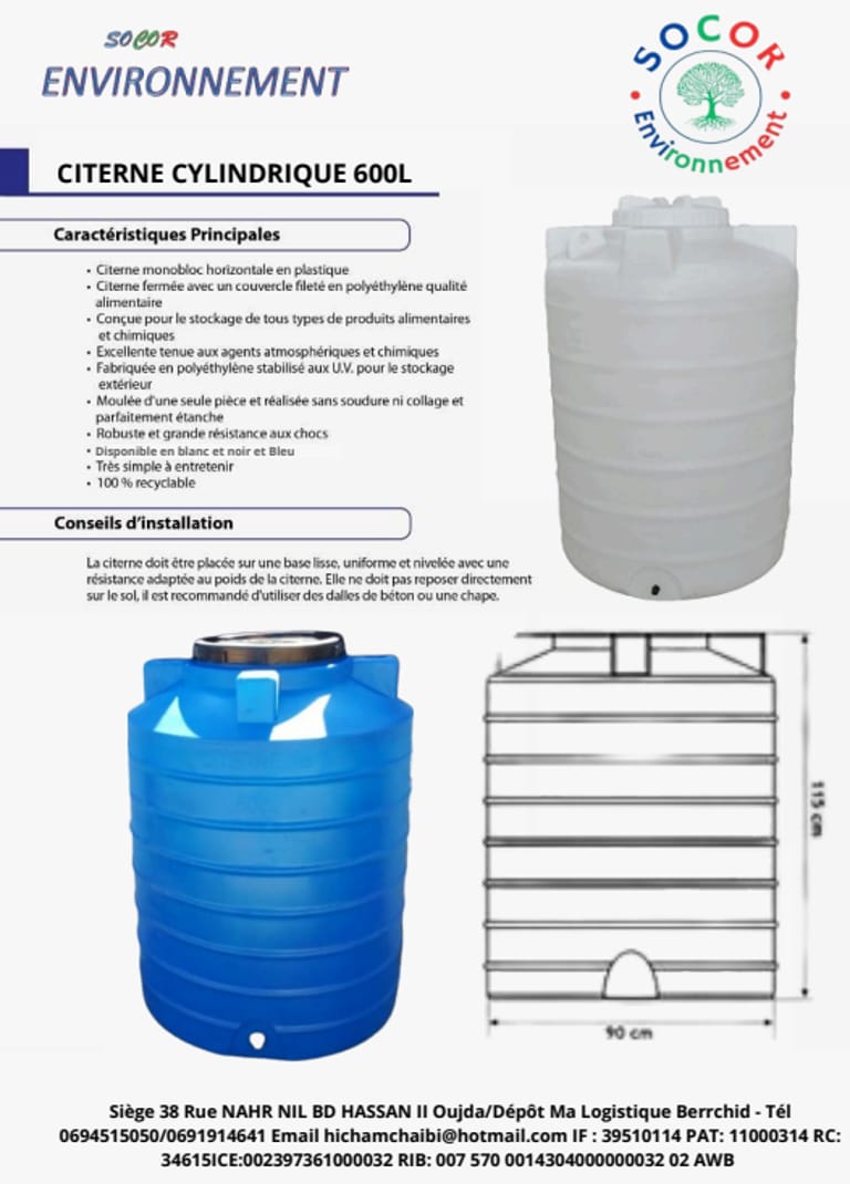 fiche technique 600 L H