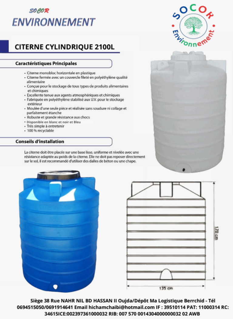 la fiche technique 2100L