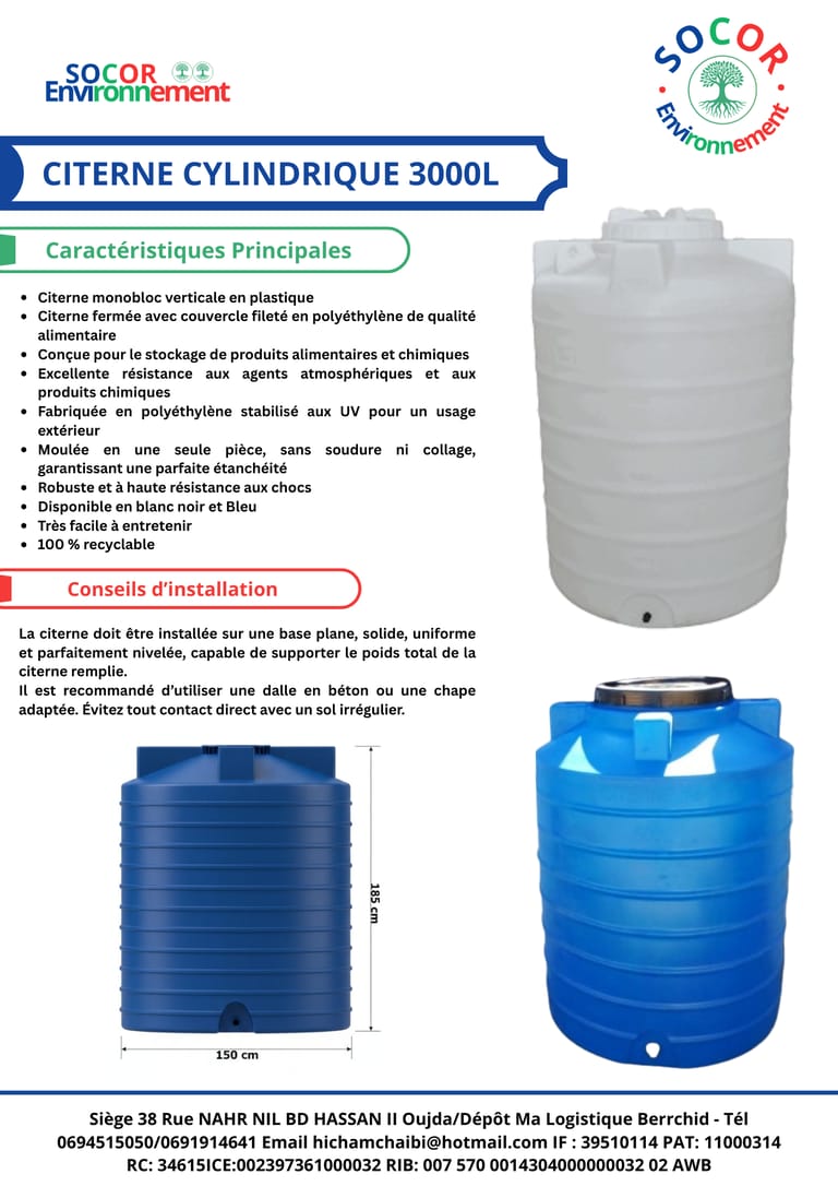 la fiche technique 3000L Verticale