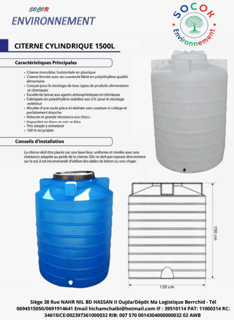 la fiche technique 1500 L