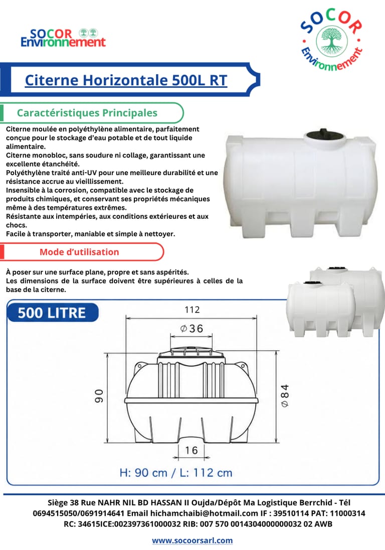 500 Litres Horizontale