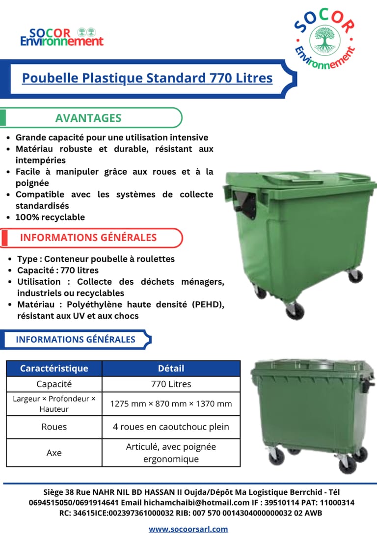 poubelle 770 litres poubelle 770 litres
