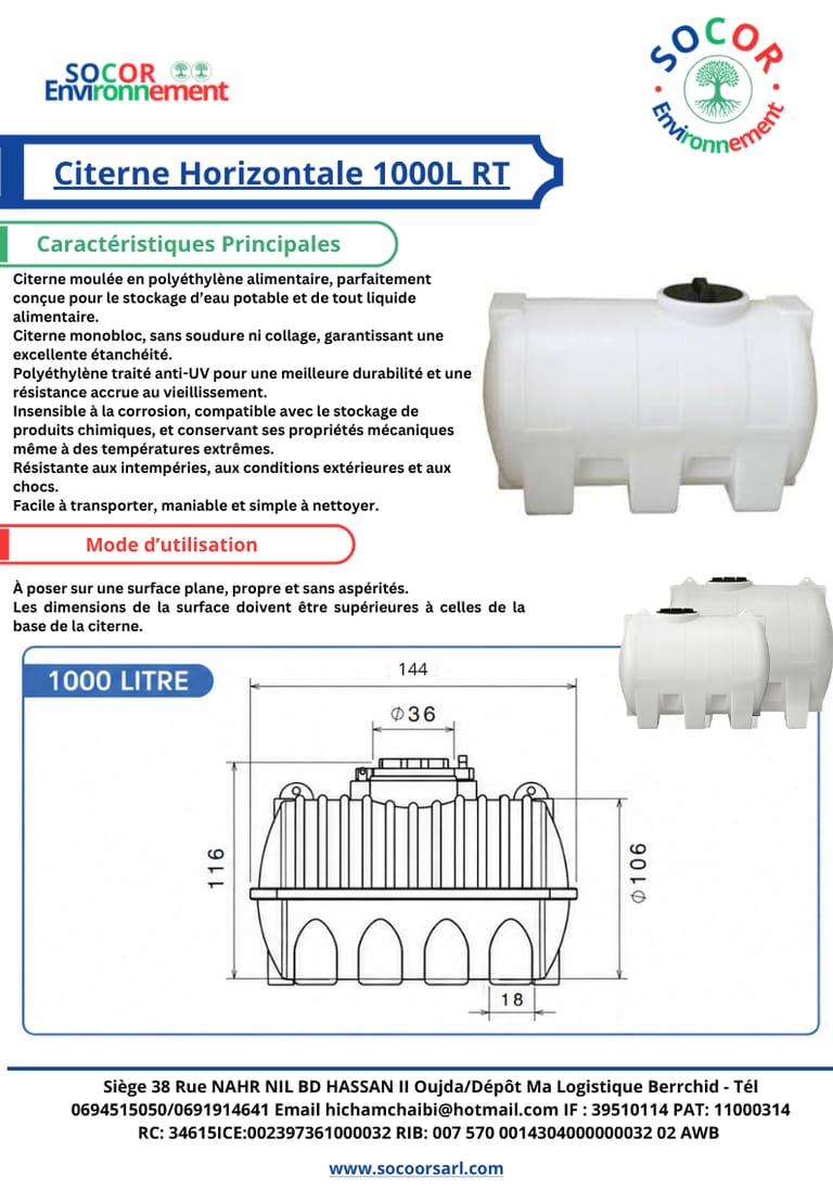 1000 Litres Horizontale