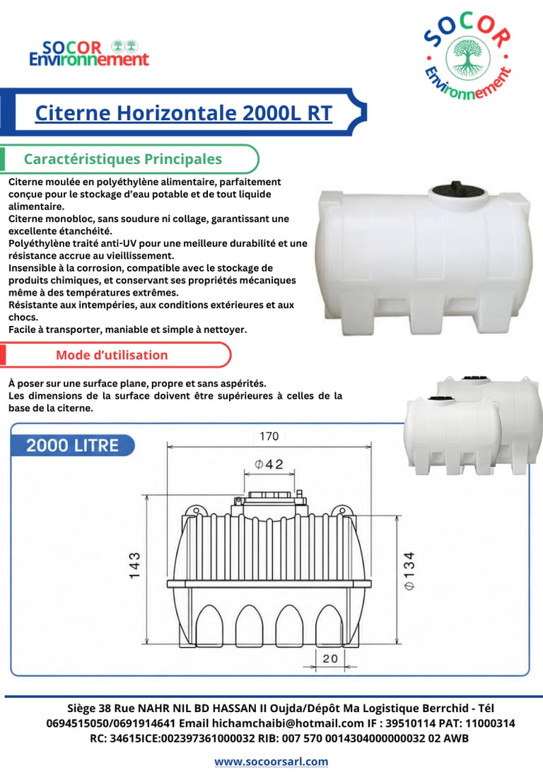 2000 Litres Horizontale