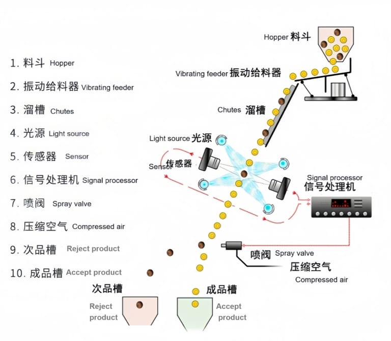 optical sorter machine for glass recycling