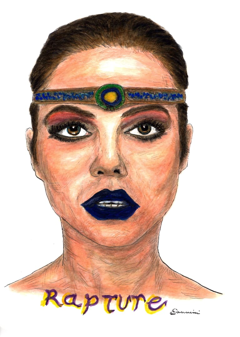 Debbie Harry Blondie Music Legend watercolor with pen and ink portrait, rockstarlegendportraits.com