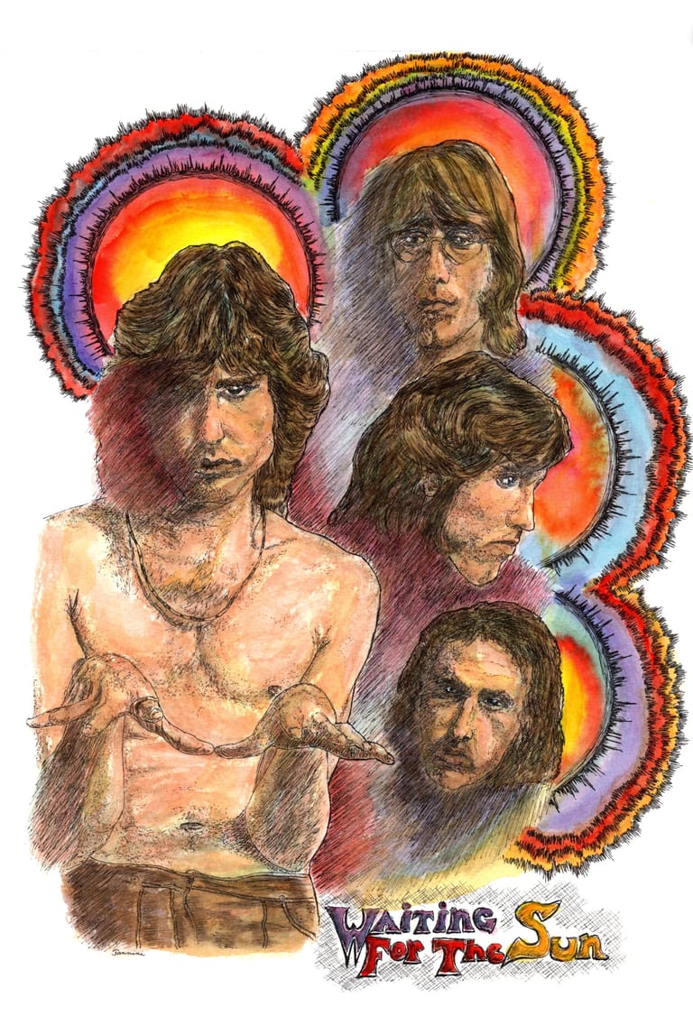 Jim Morrison and The Doors, watercolor with pen and ink portrait, rockstarlegendportraits.com Jim Morrison and The Doors, watercolor with pen and ink portrait, rockstarlegendportraits.com
