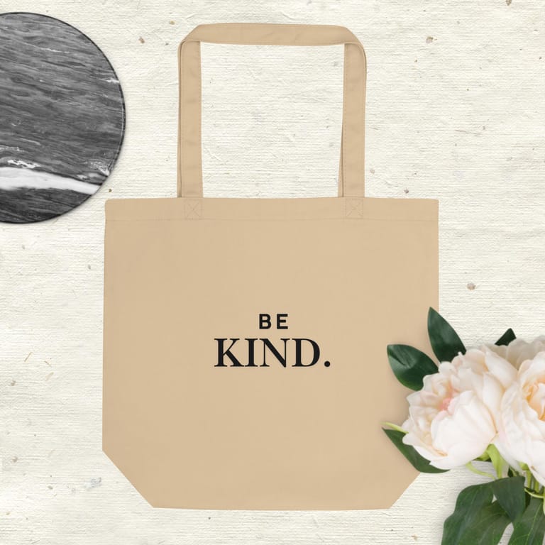 eco-tote-bag-oyster-be-kind-quote-design-background