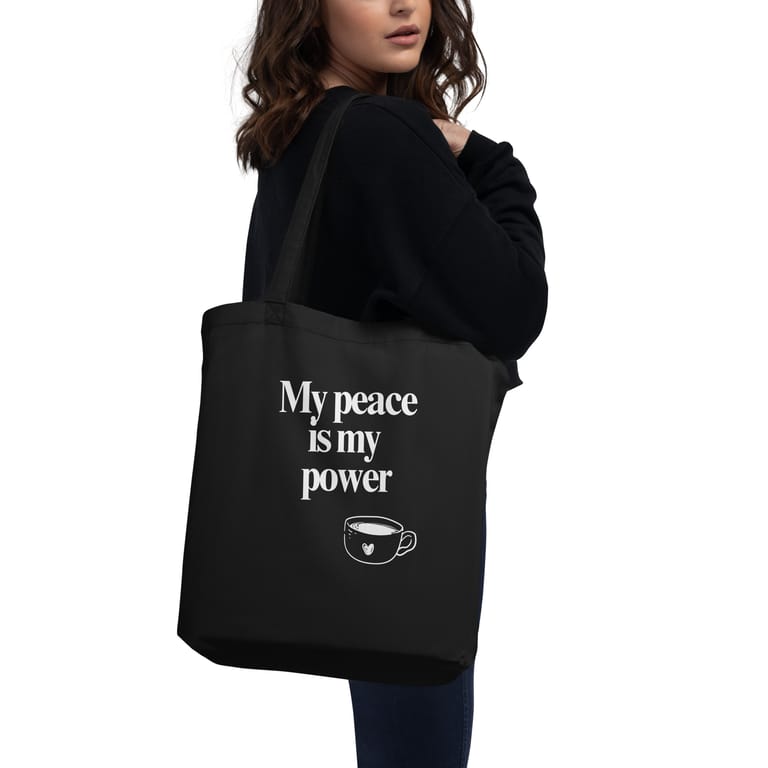 woman-wearing-my-peace-is-my-power-eco-tote-bag-black