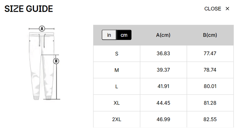 Tallas Formato (cm):