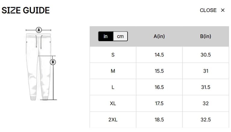 Tallas Formato (in): 📐